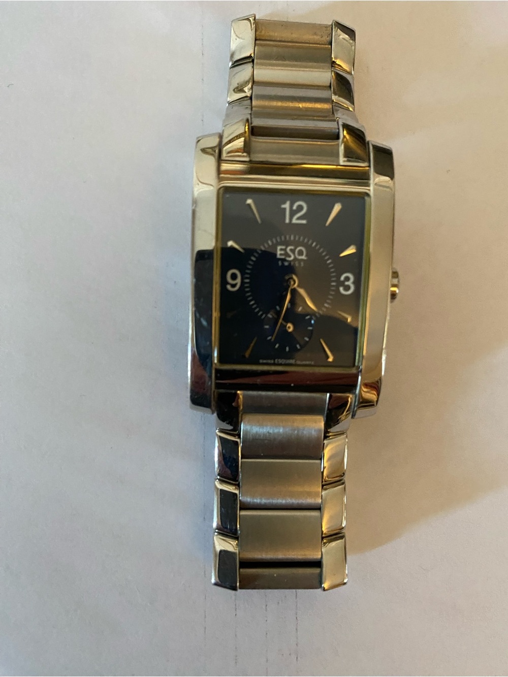 ESQ Swiss Men's Silver-Tone Watch with Navy Blue Dial and Linked Bracelet